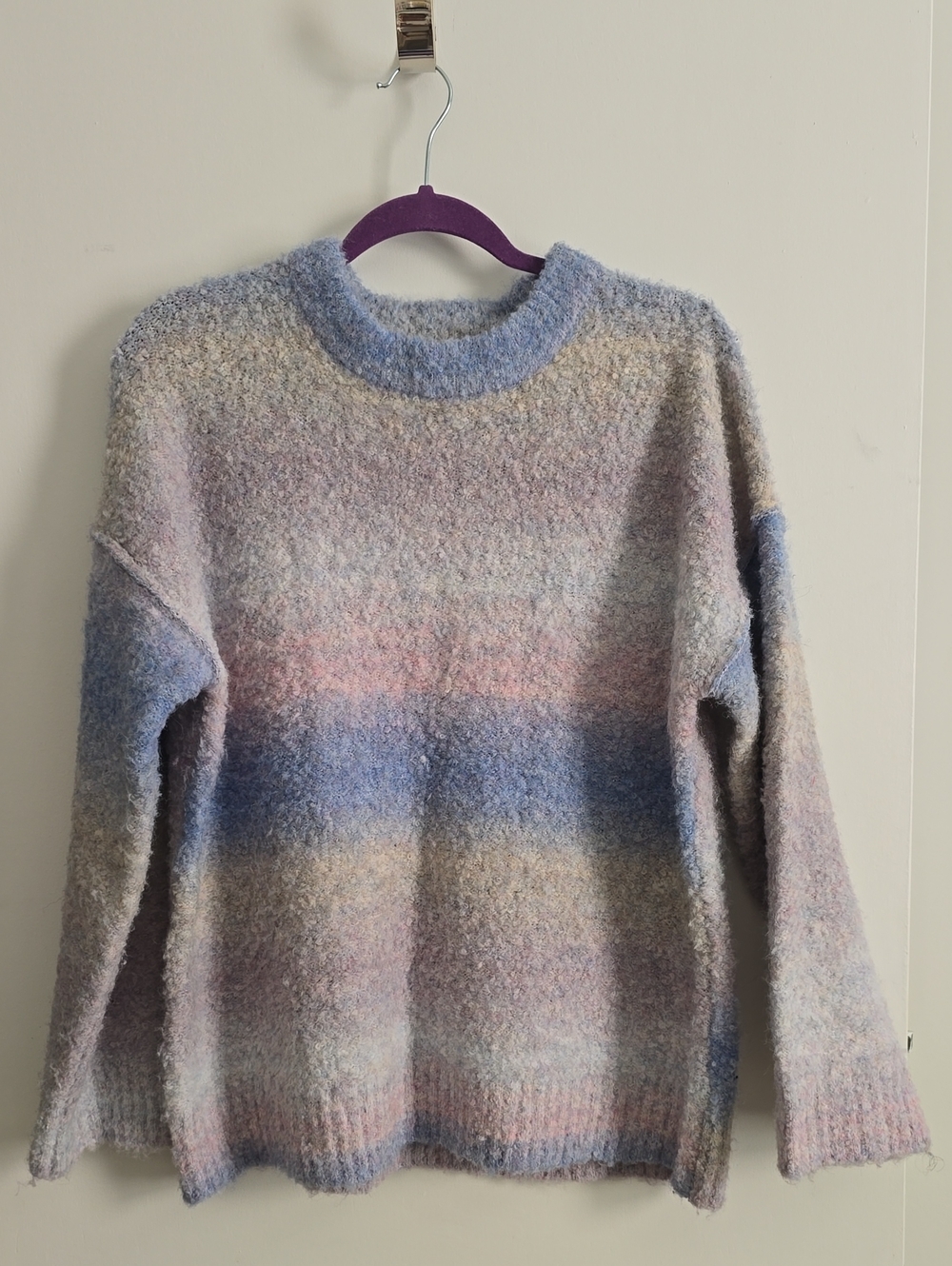 wild fable Pastel Striped Fuzzy Crewneck Sweater